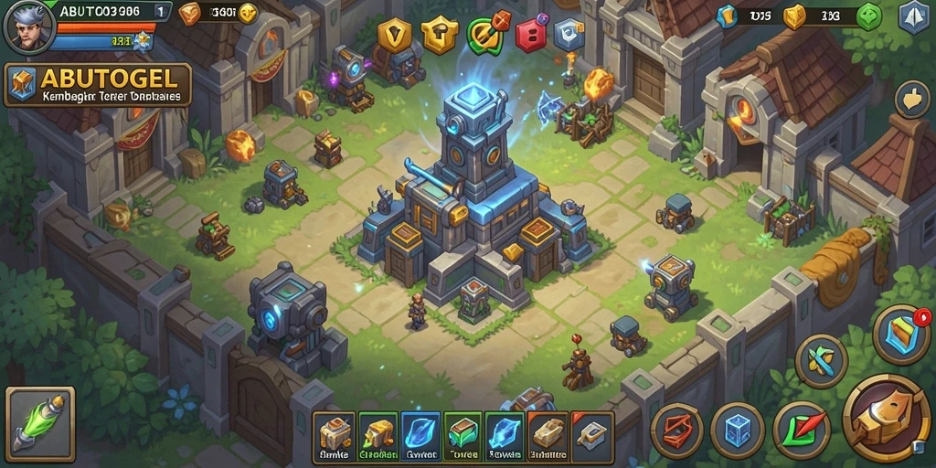 Tampilan gameplay menegangkan dalam ABUTOGEL Tower Defense.