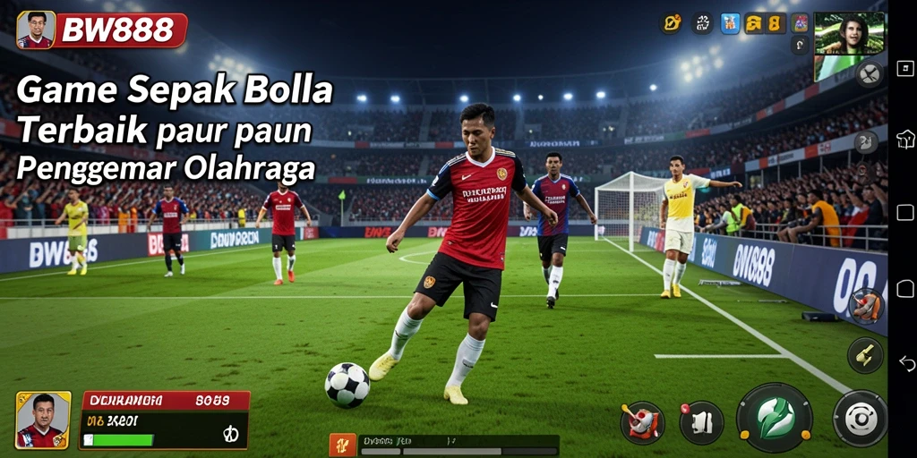 Tampilan gameplay BW888 dengan aksi sepak bola mendebarkan.