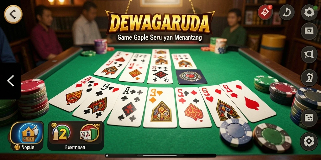 Tampilan permainan Gaple yang seru dan interaktif di DEWAGARUDA.