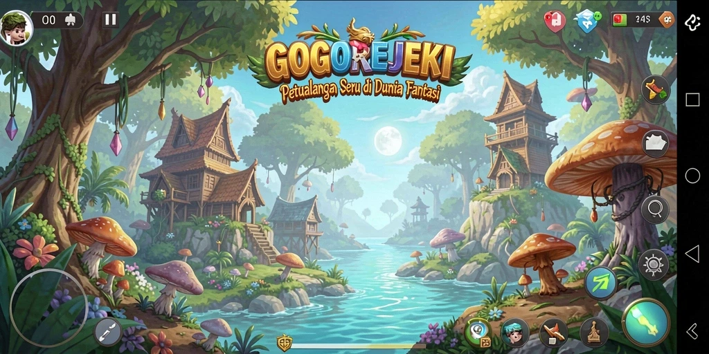 Tampilan gameplay GOGOREJEKI yang seru dan memukau di dunia fantasi.