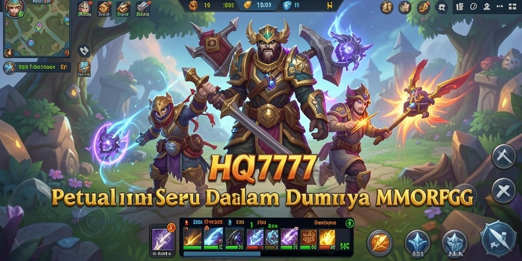 Screenshot gameplay <strong>HQ777</strong> yang menunjukkan pertempuran epik di dunia MMORPG.