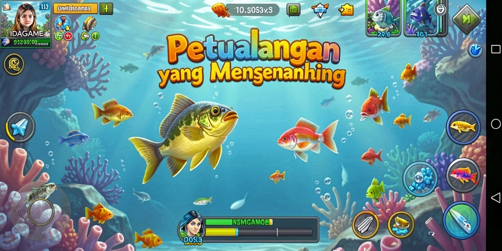 Tampilan gameplay memancing yang seru dan menantang di IDAGAME.