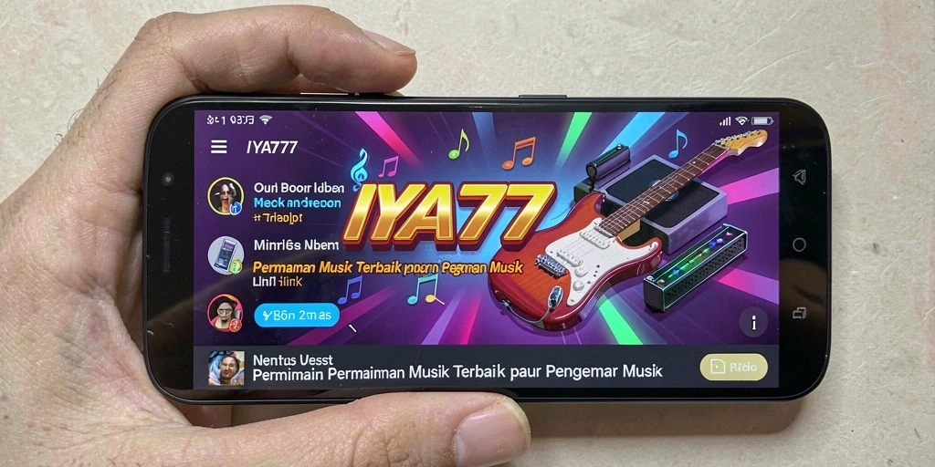 Screenshot utama IYA777 menampilkan gameplay musik yang seru.