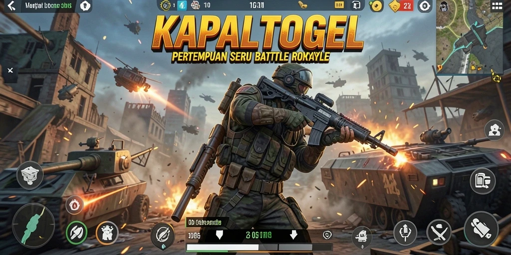 Tampilan aksi seru dalam gameplay KAPALTOGEL Battle Royale.