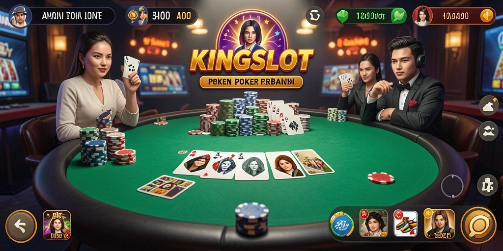 Tampilan gameplay KINGSLOT dengan grafis poker yang menakjubkan.