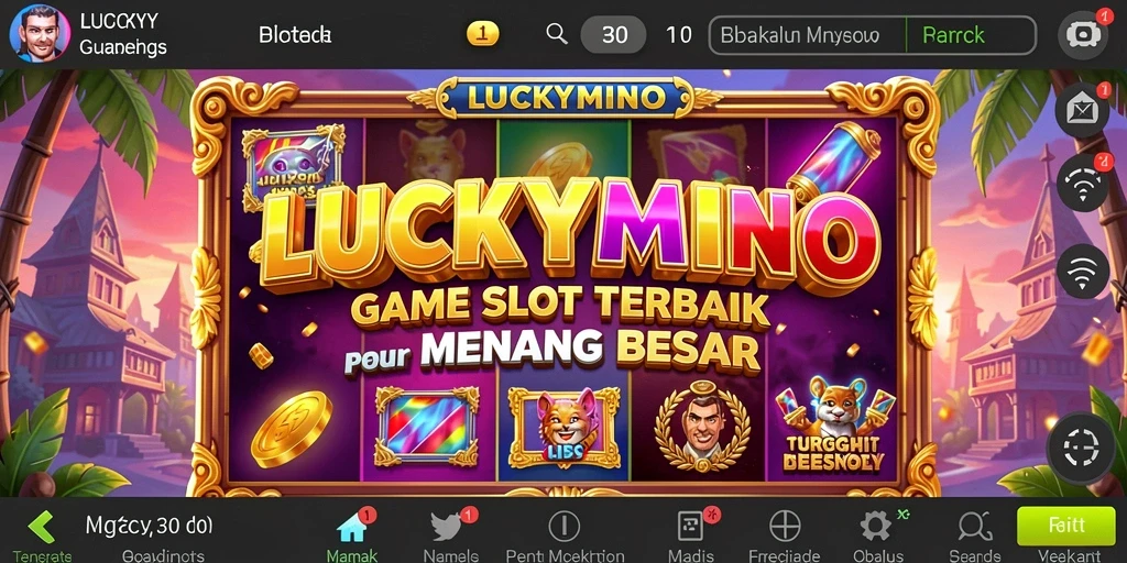 Tangkapan layar gameplay LUCKYMINO dengan gulungan Slot yang menarik.