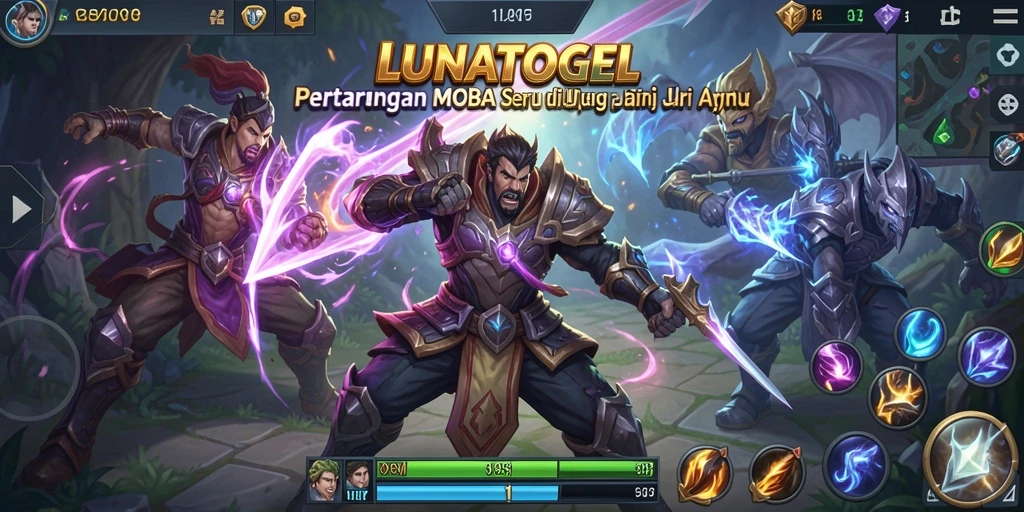 Tampilan gameplay MOBA yang dinamis dan menarik.