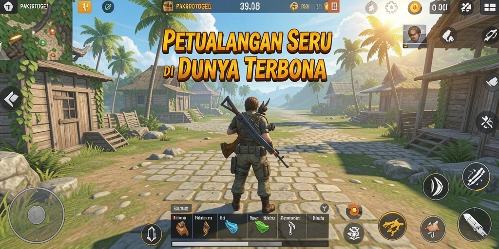Tampilan gameplay seru PAKBOSTOGEL dalam dunia terbuka yang luas.