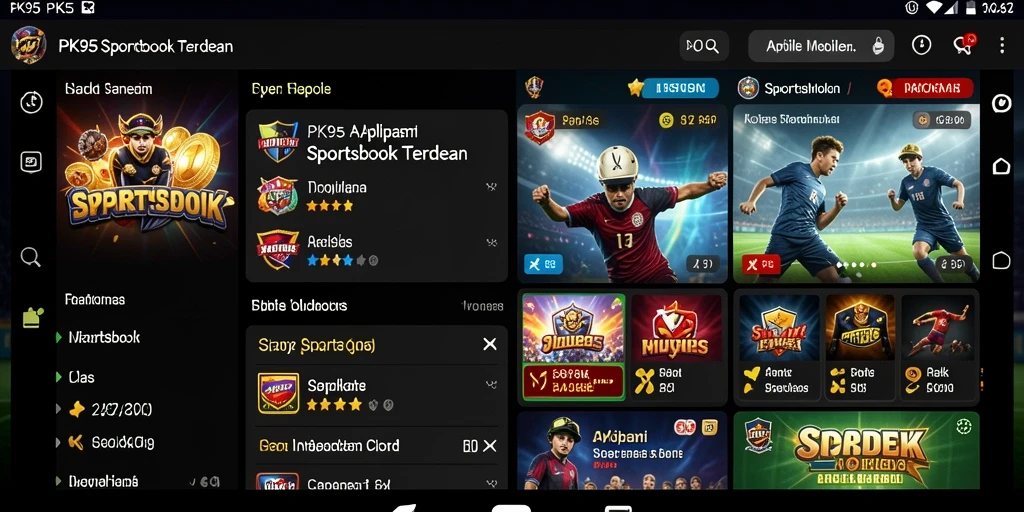 Tampilan gameplay yang menarik dari PK95 dengan berbagai pilihan taruhan olahraga.