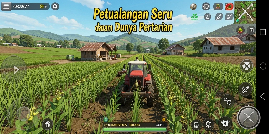 Screenshot gameplay POROS77 yang menampilkan aktivitas bertani yang seru.
