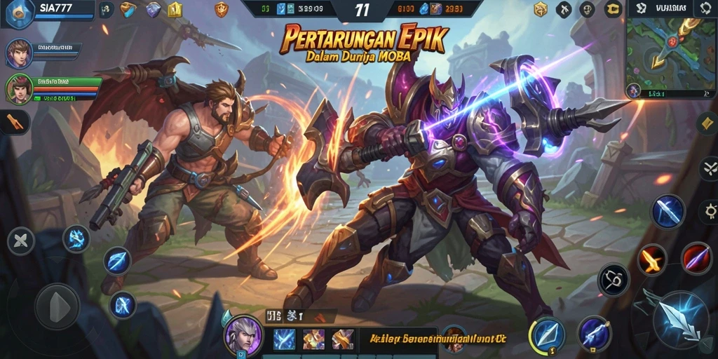 Screenshot menunjukkan pertempuran seru dalam SIA777 dengan karakter yang beraksi.