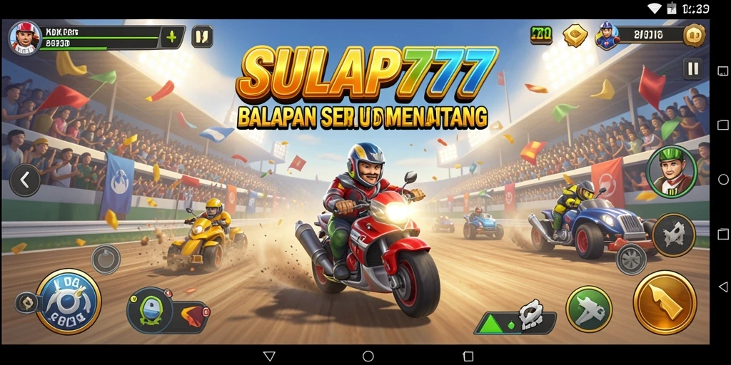 Screenshot SULAP777 menunjukkan aksi balapan yang mendebarkan.